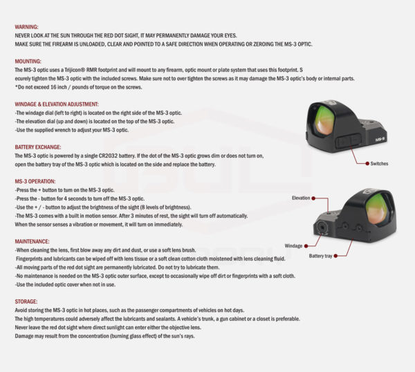 Bul Armory MS-1 Red Dot Sight specifications